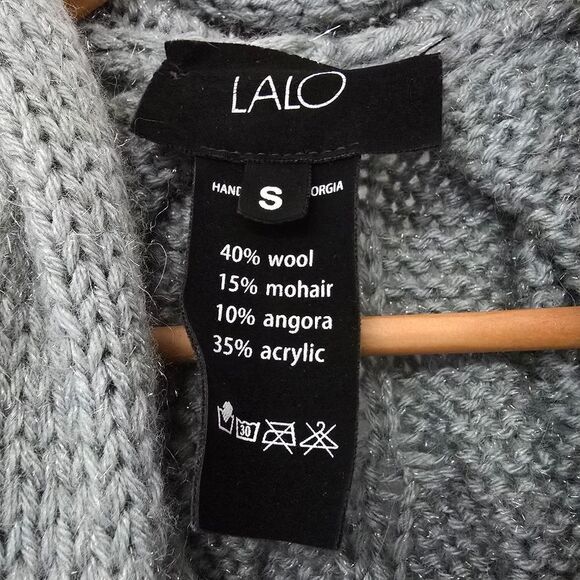 Lalo Cardigans Vazi Long Sparkle Wool Angora Mohair Coat Cardigan Turquoise - Picture 13 of 13